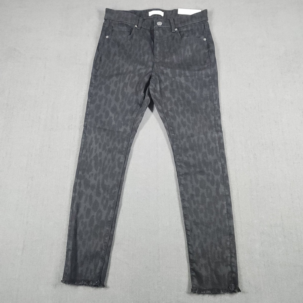 Loft Womens Animal Print Jeans Pants‎ Size 6P Distressed Hem Black Gray NWT